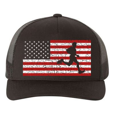 American Flag Running Runner Yupoong Adult 5-Panel Trucker Hat