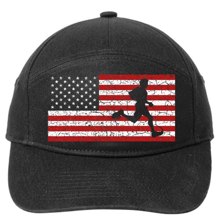 American Flag Running Runner 7-Panel Snapback Hat