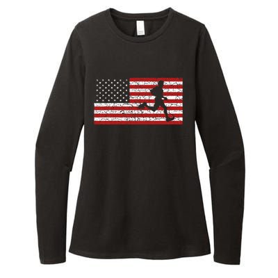 American Flag Running Runner Womens CVC Long Sleeve Shirt