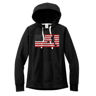 American Flag Running Runner Women's Fleece Hoodie