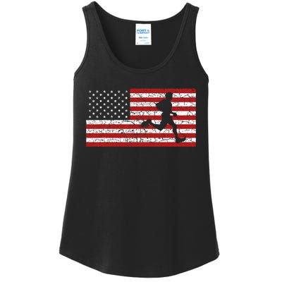 American Flag Running Runner Ladies Essential Tank