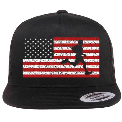 American Flag Running Runner Flat Bill Trucker Hat