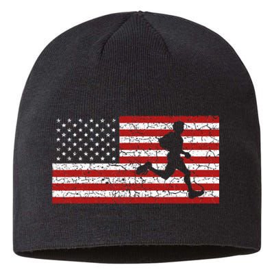 American Flag Running Runner Sustainable Beanie