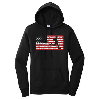 American Flag Running Runner Women's Pullover Hoodie