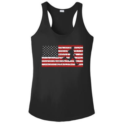 American Flag Running Runner Ladies PosiCharge Competitor Racerback Tank