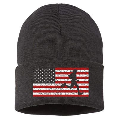 American Flag Running Runner Sustainable Knit Beanie