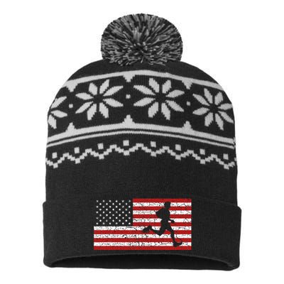 American Flag Running Runner USA-Made Snowflake Beanie