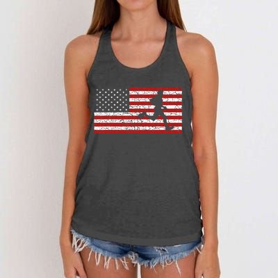 American Flag Running Runner Women's Knotted Racerback Tank