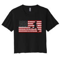 American Flag Running Runner Women's Crop Top Tee