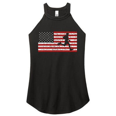 American Flag Running Runner Women's Perfect Tri Rocker Tank