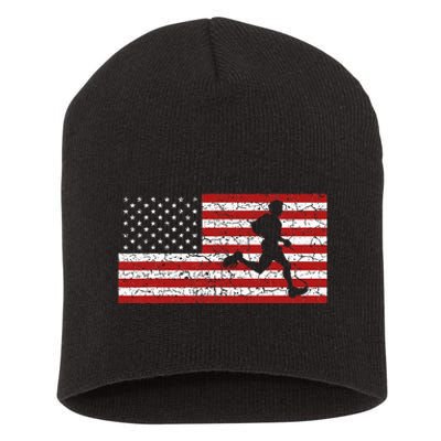 American Flag Running Runner Short Acrylic Beanie