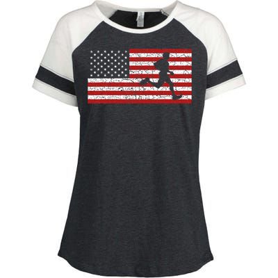 American Flag Running Runner Enza Ladies Jersey Colorblock Tee