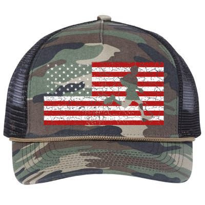 American Flag Running Runner Retro Rope Trucker Hat Cap