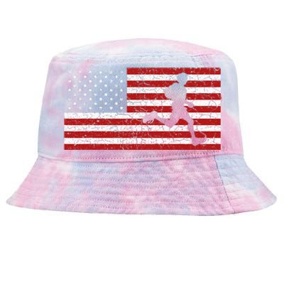 American Flag Running Runner Tie-Dyed Bucket Hat