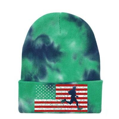 American Flag Running Runner Tie Dye 12in Knit Beanie