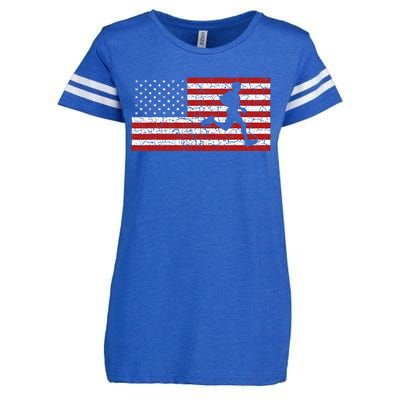 American Flag Running Runner Enza Ladies Jersey Football T-Shirt