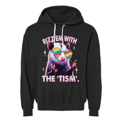 Autism Funny Rizz Em With The Tism Meme Autistic Racoon Garment-Dyed Fleece Hoodie