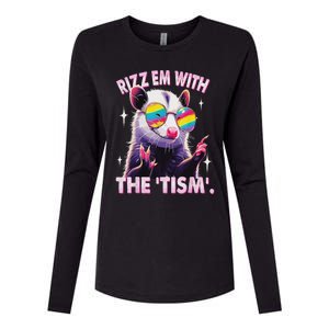 Autism Funny Rizz Em With The Tism Meme Autistic Racoon Womens Cotton Relaxed Long Sleeve T-Shirt