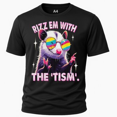 Autism Funny Rizz Em With The Tism Meme Autistic Racoon Cooling Performance Crew T-Shirt