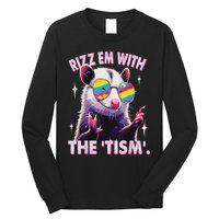 Autism Funny Rizz Em With The Tism Meme Autistic Racoon Long Sleeve Shirt