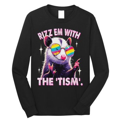 Autism Funny Rizz Em With The Tism Meme Autistic Racoon Long Sleeve Shirt