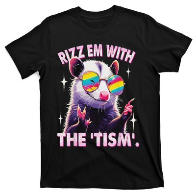 Autism Funny Rizz Em With The Tism Meme Autistic Racoon T-Shirt