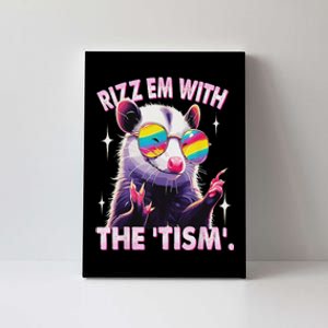 Autism Funny Rizz Em With The Tism Meme Autistic Racoon Canvas