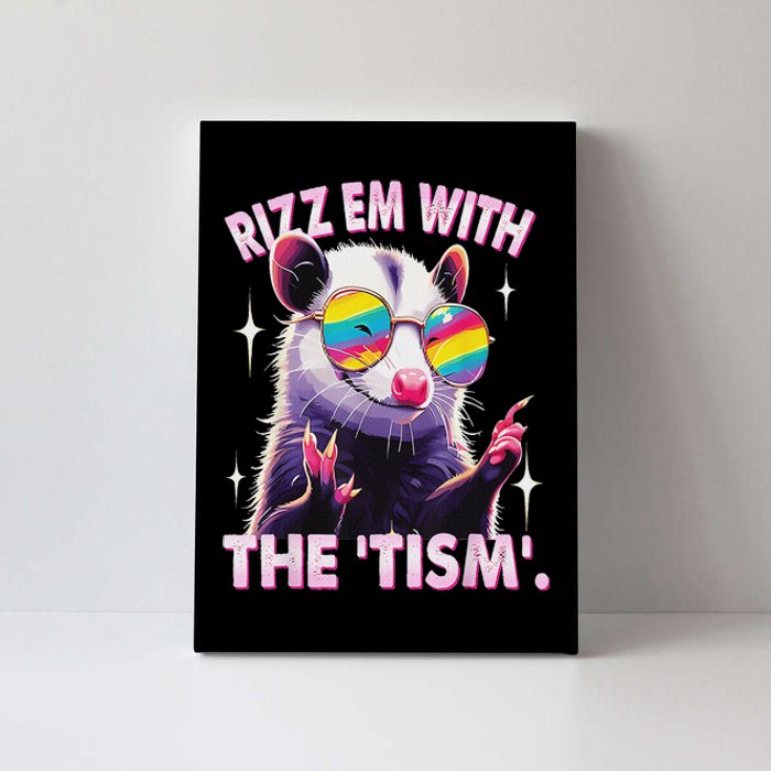 Autism Funny Rizz Em With The Tism Meme Autistic Racoon Canvas