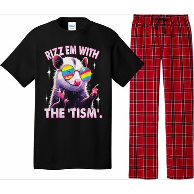 Autism Funny Rizz Em With The Tism Meme Autistic Racoon Pajama Set