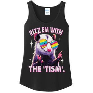 Autism Funny Rizz Em With The Tism Meme Autistic Racoon Ladies Essential Tank