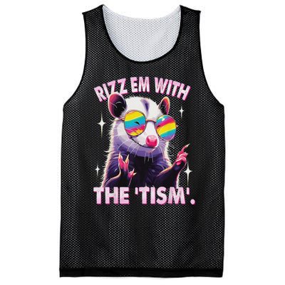 Autism Funny Rizz Em With The Tism Meme Autistic Racoon Mesh Reversible Basketball Jersey Tank