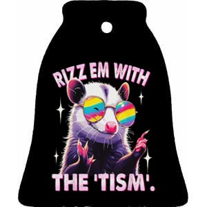 Autism Funny Rizz Em With The Tism Meme Autistic Racoon Ceramic Bell Ornament