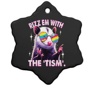 Autism Funny Rizz Em With The Tism Meme Autistic Racoon Ceramic Star Ornament