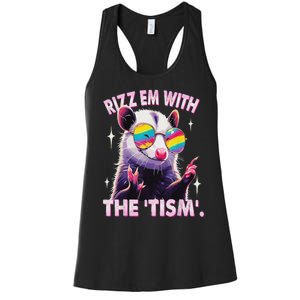 Autism Funny Rizz Em With The Tism Meme Autistic Racoon Women's Racerback Tank