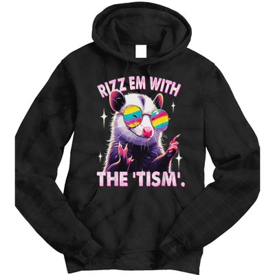 Autism Funny Rizz Em With The Tism Meme Autistic Racoon Tie Dye Hoodie