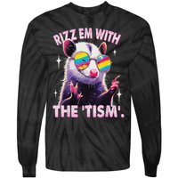 Autism Funny Rizz Em With The Tism Meme Autistic Racoon Tie-Dye Long Sleeve Shirt