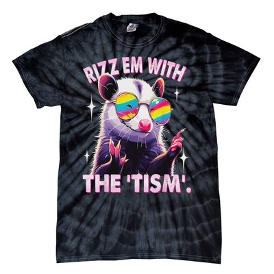 Autism Funny Rizz Em With The Tism Meme Autistic Racoon Tie-Dye T-Shirt