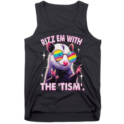 Autism Funny Rizz Em With The Tism Meme Autistic Racoon Tank Top