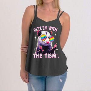 Autism Funny Rizz Em With The Tism Meme Autistic Racoon Women's Strappy Tank