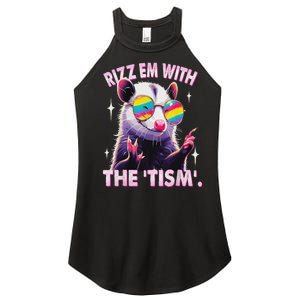 Autism Funny Rizz Em With The Tism Meme Autistic Racoon Women's Perfect Tri Rocker Tank