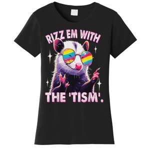 Autism Funny Rizz Em With The Tism Meme Autistic Racoon Women's T-Shirt