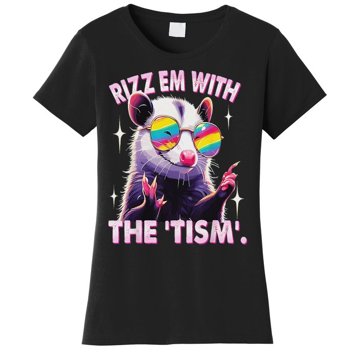 Autism Funny Rizz Em With The Tism Meme Autistic Racoon Women's T-Shirt