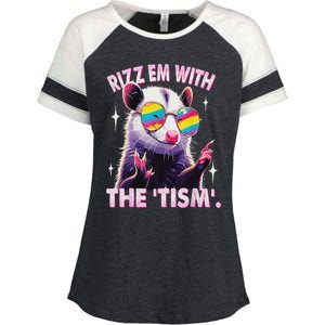 Autism Funny Rizz Em With The Tism Meme Autistic Racoon Enza Ladies Jersey Colorblock Tee