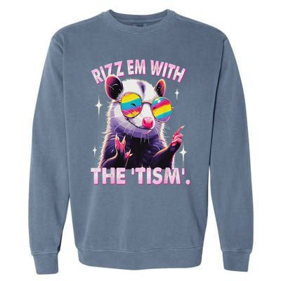 Autism Funny Rizz Em With The Tism Meme Autistic Racoon Garment-Dyed Sweatshirt