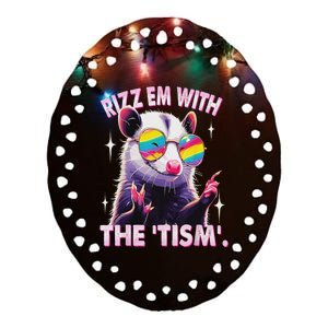 Autism Funny Rizz Em With The Tism Meme Autistic Racoon Ceramic Oval Ornament