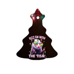 Autism Funny Rizz Em With The Tism Meme Autistic Racoon Ceramic Tree Ornament