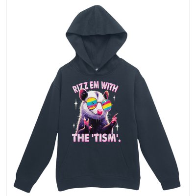 Autism Funny Rizz Em With The Tism Meme Autistic Racoon Urban Pullover Hoodie