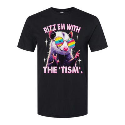 Autism Funny Rizz Em With The Tism Meme Autistic Racoon Softstyle CVC T-Shirt