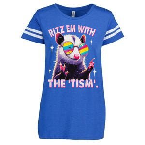 Autism Funny Rizz Em With The Tism Meme Autistic Racoon Enza Ladies Jersey Football T-Shirt