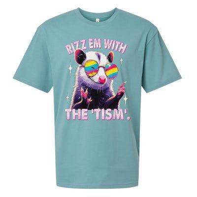 Autism Funny Rizz Em With The Tism Meme Autistic Racoon Sueded Cloud Jersey T-Shirt